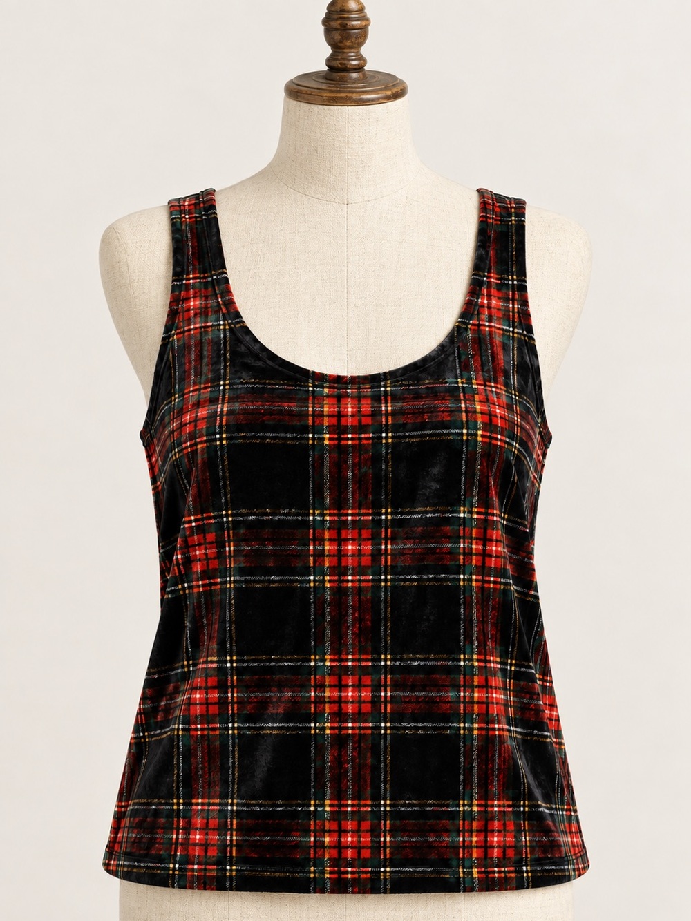 J.Crew Stewart Tartan Velvet Tank Top 14 L NWT